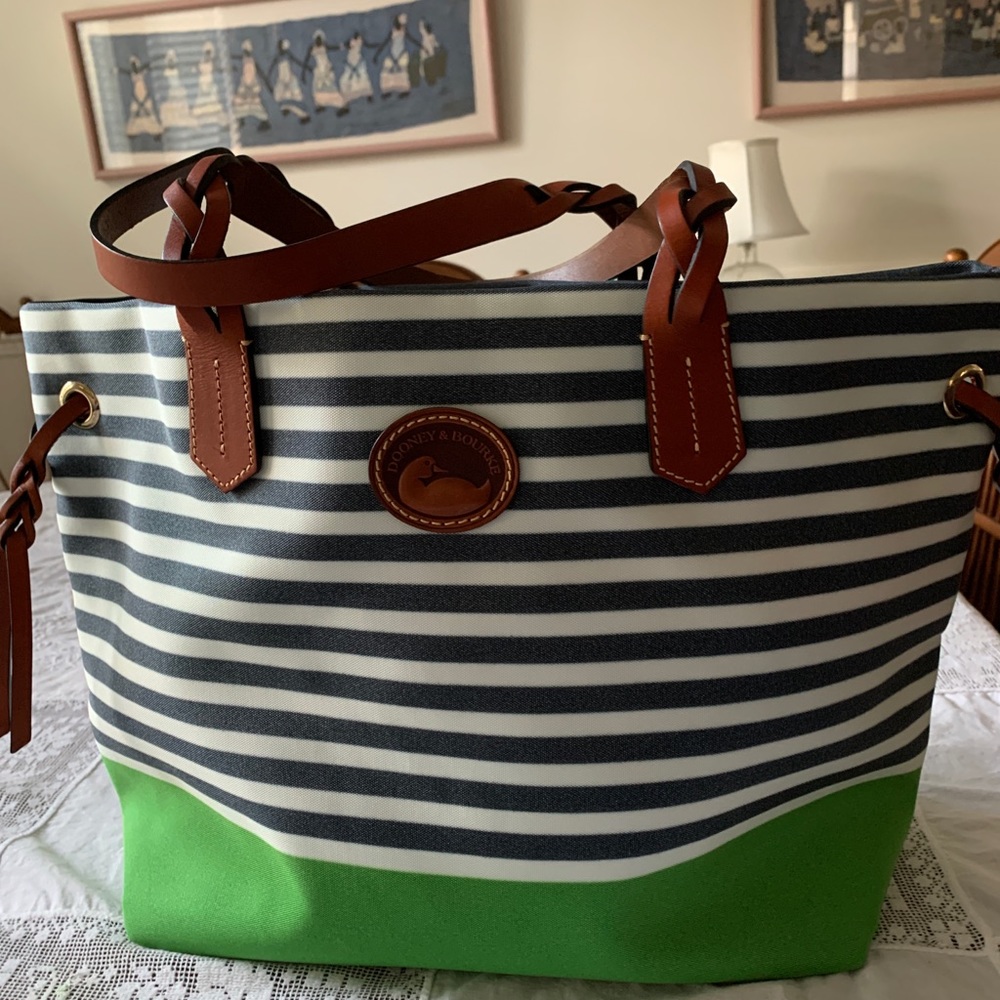 Navy/Green Shopper Tote